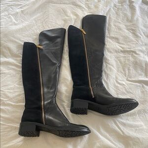 Michael Kors Black Over the Knee Boots with Gold Zipper